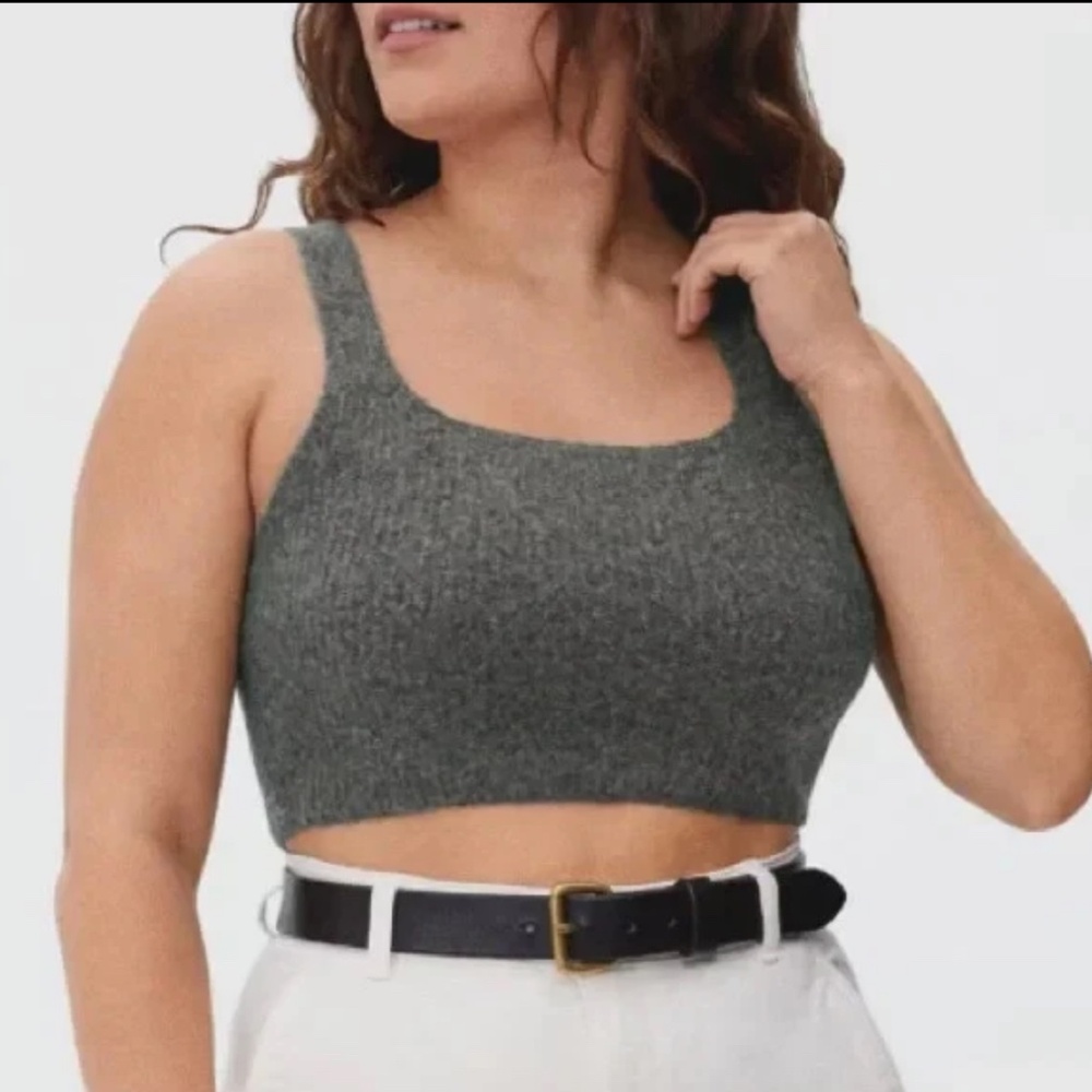 EVERLANE The Cozy Stretch Tank Wool Blend Heathered Charcoal Gray NWT multiple